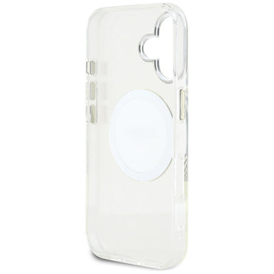 Guess IML Metal Colored Circle Classic Logo MagSafe case for iPhone 16 - white