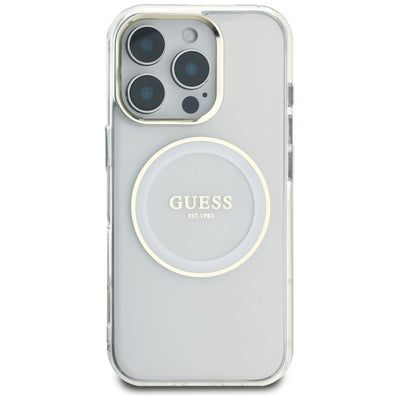 Guess IML Metal Colored Circle Classic Logo MagSafe case for iPhone 16 Pro - white