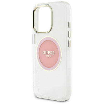 Guess IML Metal Colored Circle Classic Logo MagSafe case for iPhone 16 Pro Max - pink