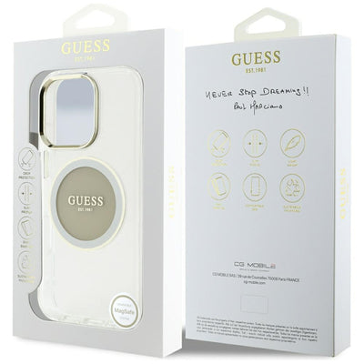 Guess IML Metal Colored Circle Classic Logo MagSafe case for iPhone 16 Pro Max - gray