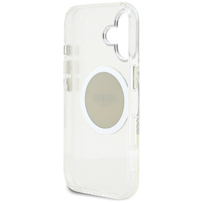 Guess IML Metal Colored Circle Classic Logo MagSafe case for iPhone 16 - gray