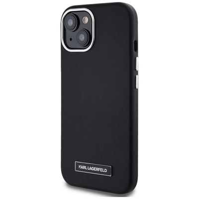 Karl Lagerfeld FW Metal Plate MagSafe iPhone 15 Case - Black