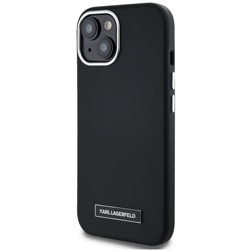 Karl Lagerfeld FW Metal Plate MagSafe iPhone 15 Case - Black