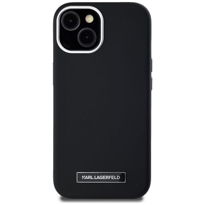 Karl Lagerfeld FW Metal Plate MagSafe iPhone 15 Case - Black
