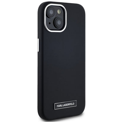 Karl Lagerfeld FW Metal Plate MagSafe iPhone 15 Case - Black