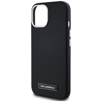 Karl Lagerfeld FW Metal Plate MagSafe iPhone 15 Case - Black