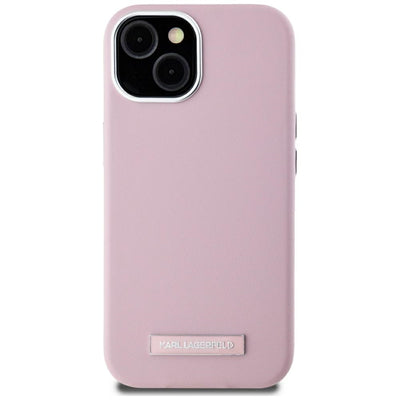 Karl Lagerfeld FW Metal Plate MagSafe iPhone 15 Case - Pink