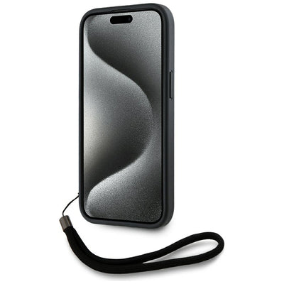 Karl Lagerfeld Saffiano Athleisure Stripes Cord iPhone 15 Case - Red