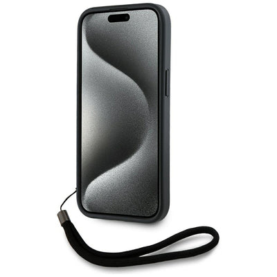 Karl Lagerfeld Saffiano Athleisure Stripes Cord iPhone 15 Case - Pink