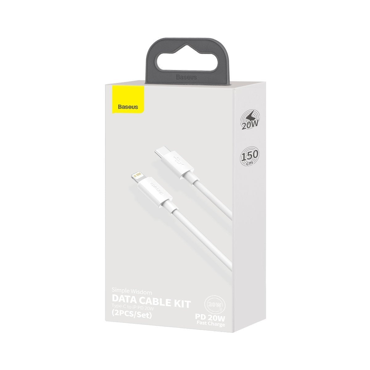 Baseus Simple Wisdom Data Cable Kit USB-C to Lightning PD 20W (2PCS/Set) 1.5m White - Product Image 12