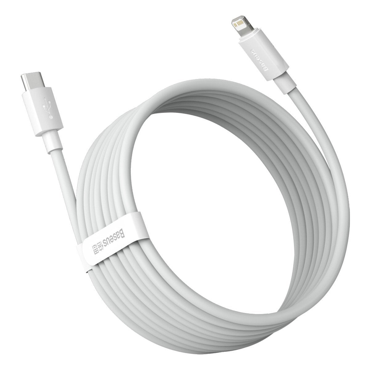 Baseus Simple Wisdom Data Cable Kit USB-C to Lightning PD 20W (2PCS/Set) 1.5m White - Product Image 3