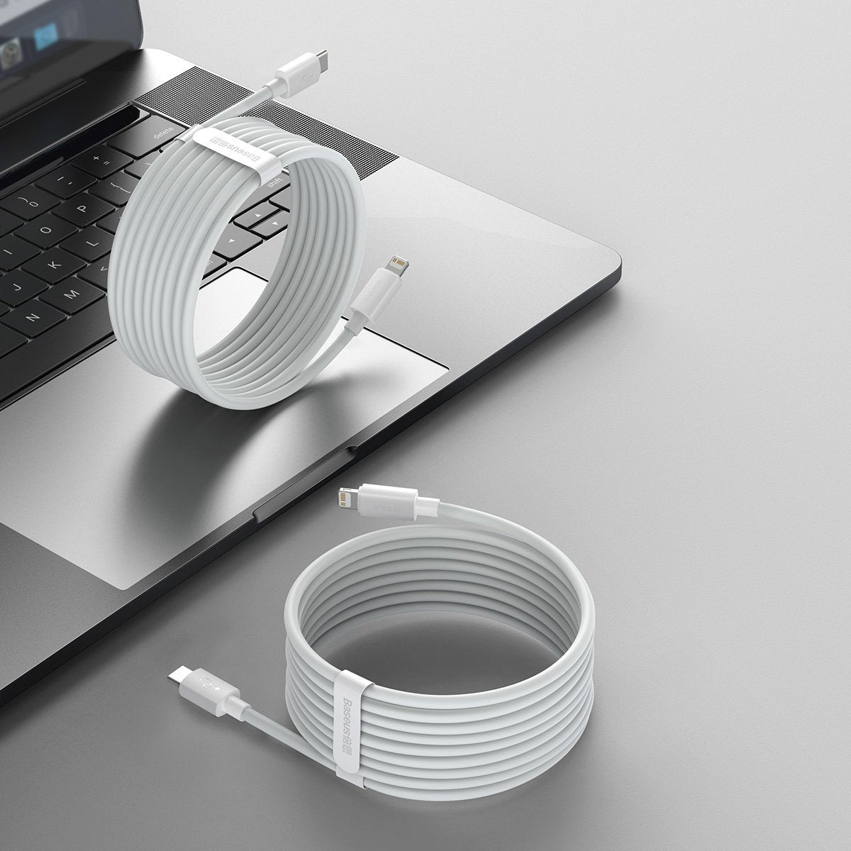Baseus Simple Wisdom Data Cable Kit USB-C to Lightning PD 20W (2PCS/Set) 1.5m White - Product Image 6