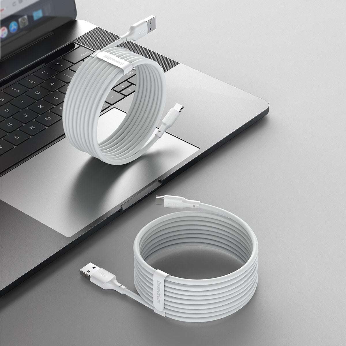 Baseus Simple Wisdom Data Cable Kit USB to Type-C 5A (2PCS/Set)1.5m White - Product Image 7
