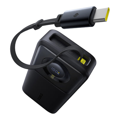 Baseus Free2Pull 20000mAh 65W Power Bank with Retractable USB-C Cable - Black