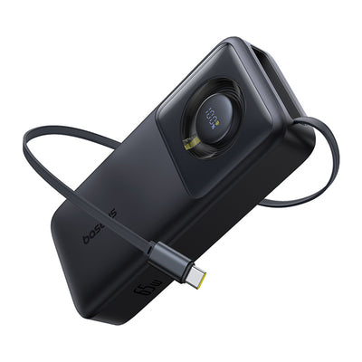 Baseus Free2Pull 20000mAh 65W Power Bank with Retractable USB-C Cable - Black