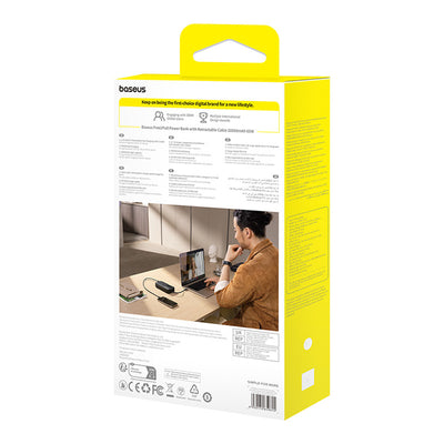 Baseus Free2Pull 20000mAh 65W Power Bank with Retractable USB-C Cable - Black