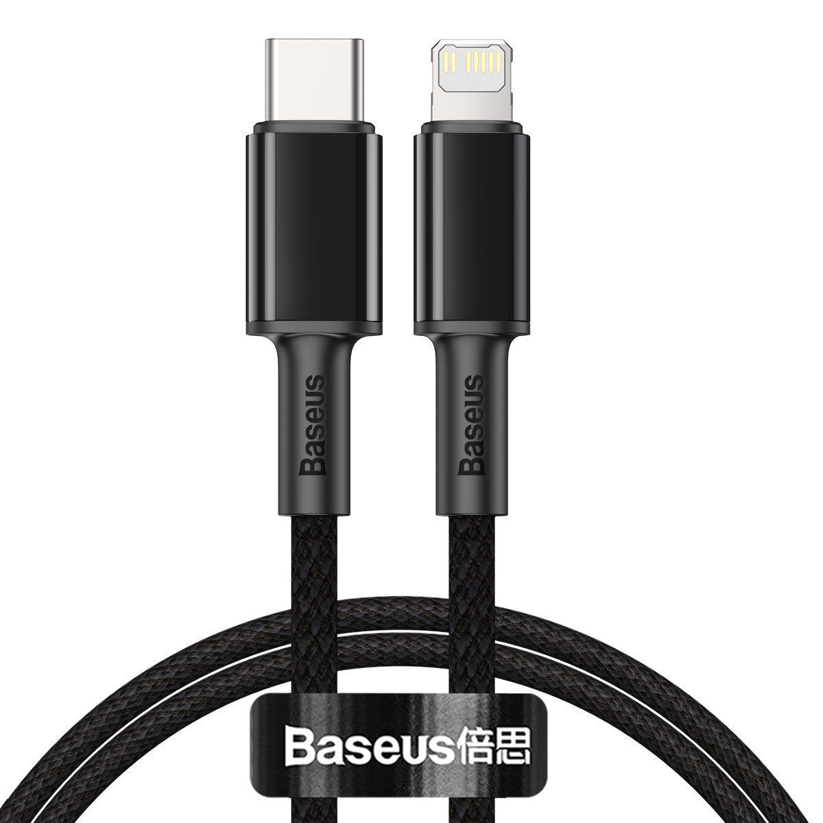Baseus High Density Braided Cable Type-C to Lightning, PD, 20W, 2m (Black) - Product Image 1
