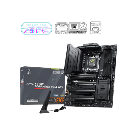 MSI MAG X870E TOMAHAWK MAX WIFI | Processor family AMD | Processor socket AM5 | DDR5 | Supported hard disk drive interfa