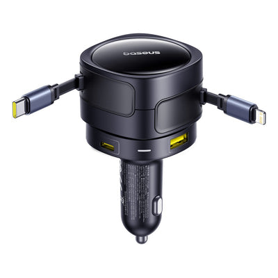 Baseus Enjoyment Max 90W Car Charger 2x USB-C + USB-C and Lightning Cable - Black