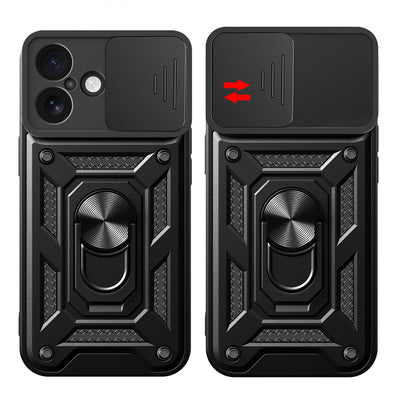 Hybrid Armor Camshield iPhone 17 Case with Stand and Camera Cover - Black — Hurtel