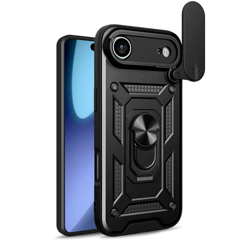 Hybrid Armor Camshield iPhone 17 Air Case with Stand and Camera Cover - Black — Hurtel