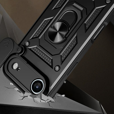 Hybrid Armor Camshield iPhone 17 Air Case with Stand and Camera Cover - Black — Hurtel