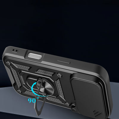 Hybrid Armor Camshield iPhone 17 Pro Case with Stand and Camera Cover - Black — Hurtel