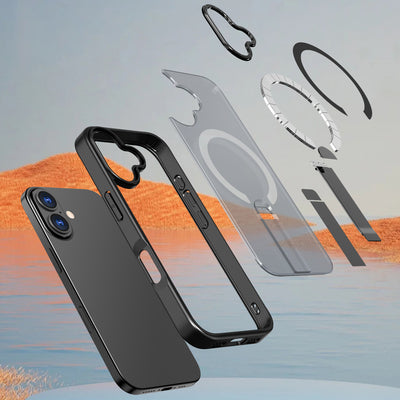 Hybrid Armor X case for iPhone 17 with MagSafe-compatible stand - black — Hurtel