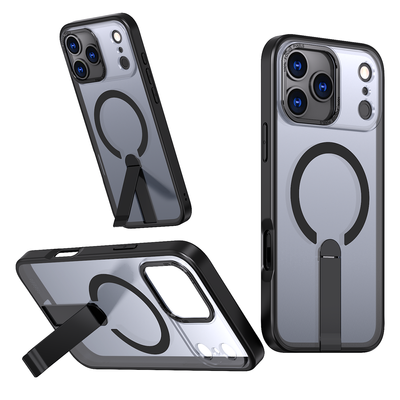 Hybrid Armor X case for iPhone 17 Pro with MagSafe-compatible stand - black — Hurtel