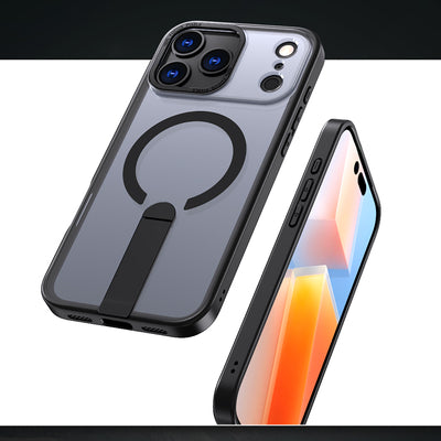 Hybrid Armor X case for iPhone 17 Pro with MagSafe-compatible stand - black — Hurtel