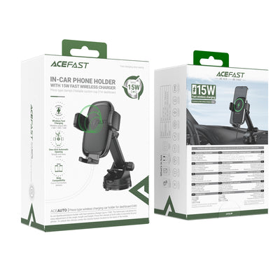 Acefast D49 Car Mount with Wireless Charger for Dashboard - Black