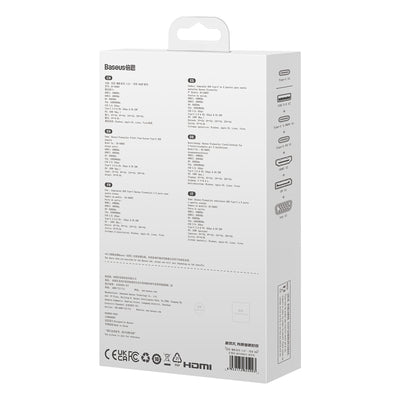 Baseus PioneerJoy 8-in-1 USB-C hub HDMI 4K@60Hz + HDMI 4K@30Hz + DisplayPort 8K@30Hz + VGA + 2 x USB-A 3.0 + 2 x USB-C - gray