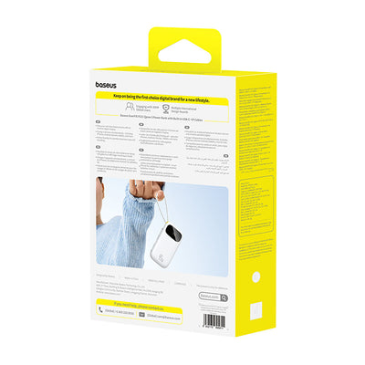 Baseus EnerFill FC31 20000mAh 45W Powerbank with Digital Display and 2 Built-in Cables (USB-C + Lightning) - White