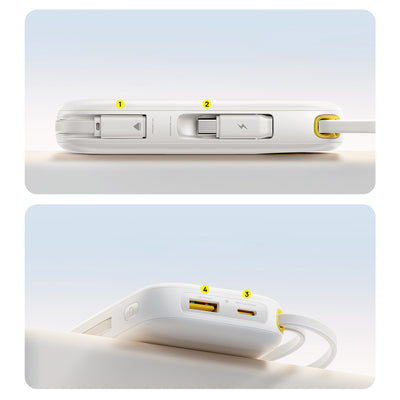 Baseus EnerFill FC31 20000mAh 22.5W Powerbank with Digital Display and 2 Built-in Cables (USB-C + Lightning) - White