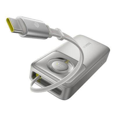 Baseus Free2Pull 20000mAh 65W Power Bank with Retractable USB-C Cable - Gray