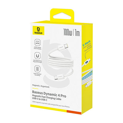 Baseus Dynamic 4 Pro 100W USB-C - USB-C Magnetic Cable 1m - White