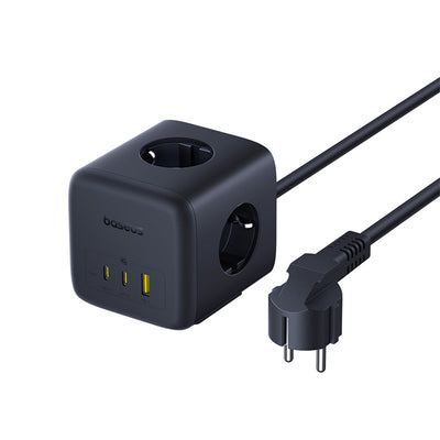Baseus EnerFill FA11 67W Power Strip, USB-A + USB-C Cube + 3 x EU Socket 1.5m - Black