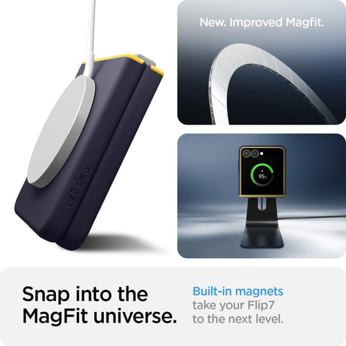 Nano Pop Mag MagSafe Case for Samsung Galaxy Z Flip 7 - Navy Blue and Yellow — Spigen