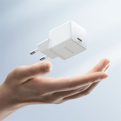 Baseus Palm 1C 20W Wall Charger (with Baseus Mini White USB-C 60W (20V/3A) 1m Cable) - White