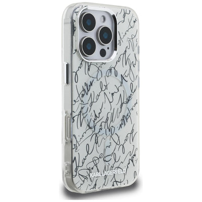 Karl Lagerfeld IML Karl Script Pattern MagSafe Case for iPhone 16 Pro - White