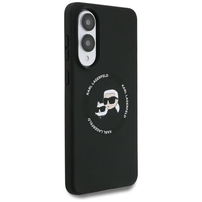 Karl Lagerfeld Silicone nauble Heads And Circle MagSafe case for Samsung Galaxy S25 Edge - black