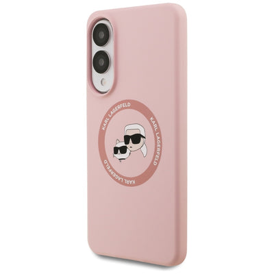 Karl Lagerfeld Silicone Nauble Heads And Circle MagSafe Case for Samsung Galaxy S25 Edge - Pink