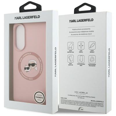 Karl Lagerfeld Silicone Nauble Heads And Circle MagSafe Case for Samsung Galaxy S25 Edge - Pink