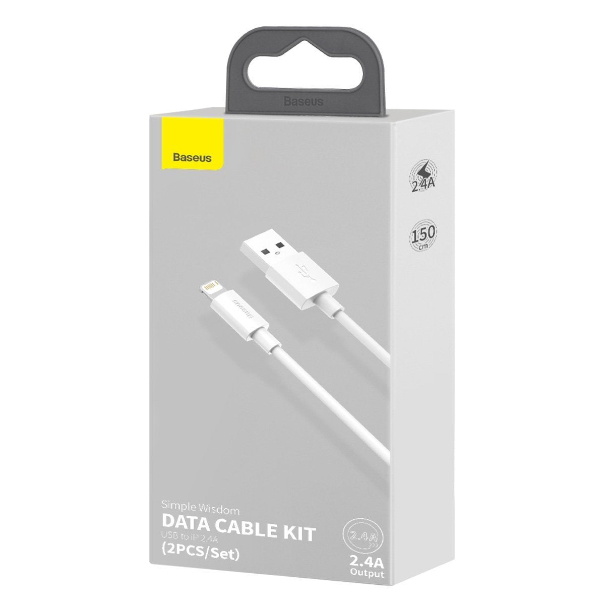 Baseus Simple Wisdom Data Cable Kit USB to Lightning 2.4A (2PCS/Set)1.5m White - Product Image 8