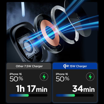 Spigen Essential EF223MS 3-in-1 QI2 Wireless Charger - Black