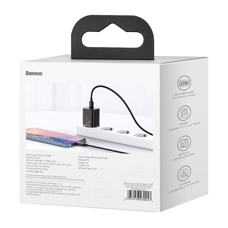Baseus Super Si Quick Charger 1C 20W with USB-C cable for Lightning 1m (black) - Product Image 9
