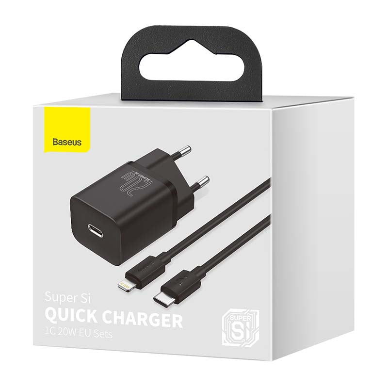 Baseus Super Si Quick Charger 1C 20W with USB-C cable for Lightning 1m (black) - Product Image 8