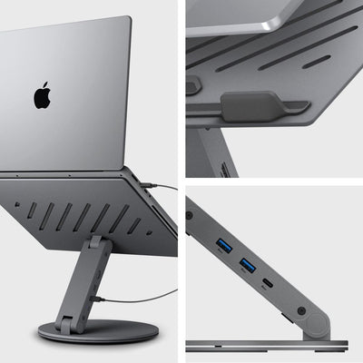 Spigen LD204H Stand + Hub 6-in-1 - Gray