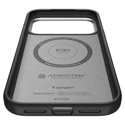 Spigen Enzo Aramid "T" MagSafe Case for iPhone 17 Pro - Black and Silver