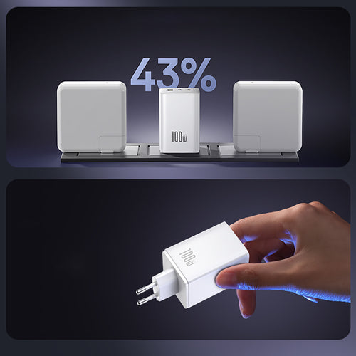 Baseus EnerFill FE11 2 x USB-C / USB-A 100W Wall Charger - White
